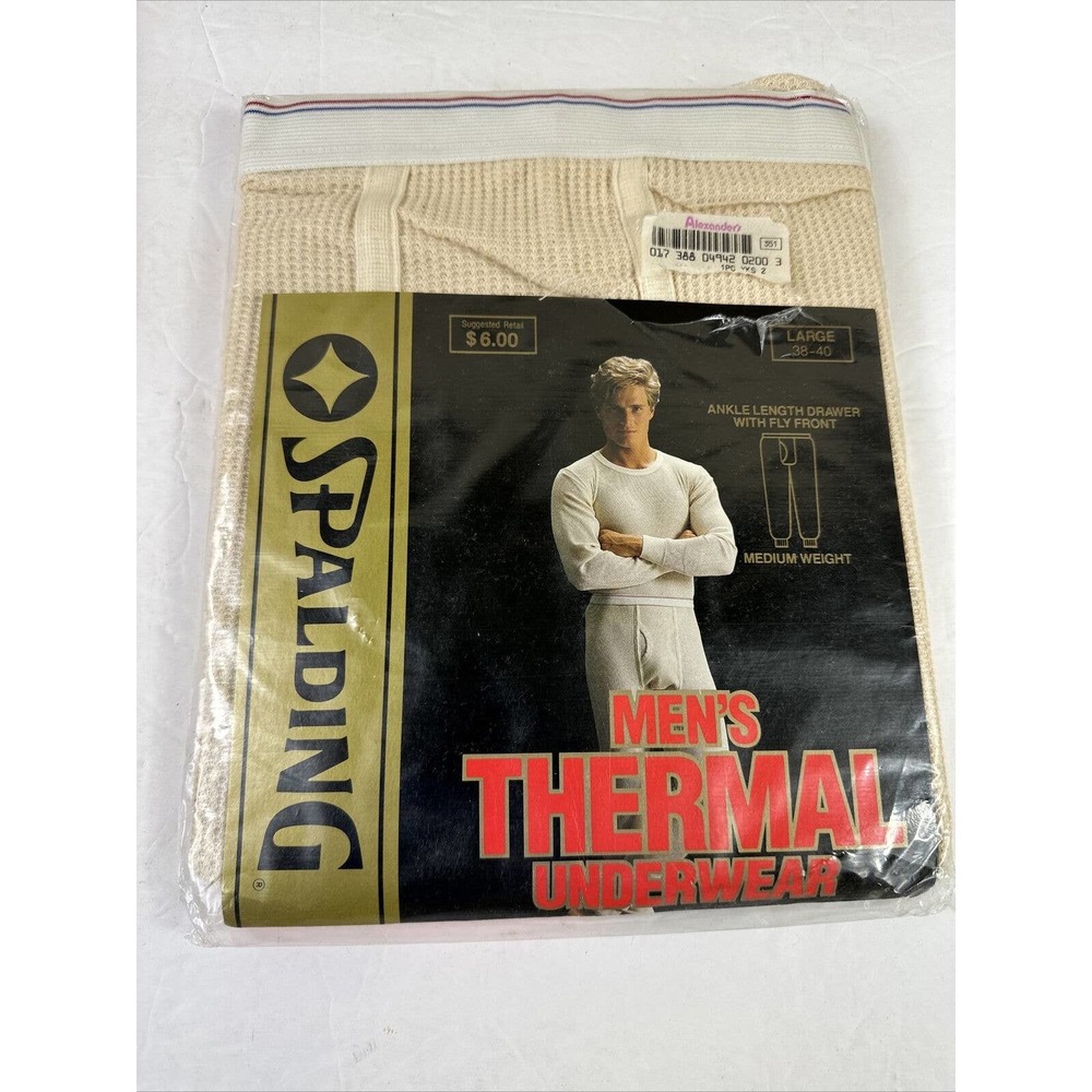 Vintage Spalding Men’s Thermal Underwear Size Large 38-40 Ankle Length Fly Front